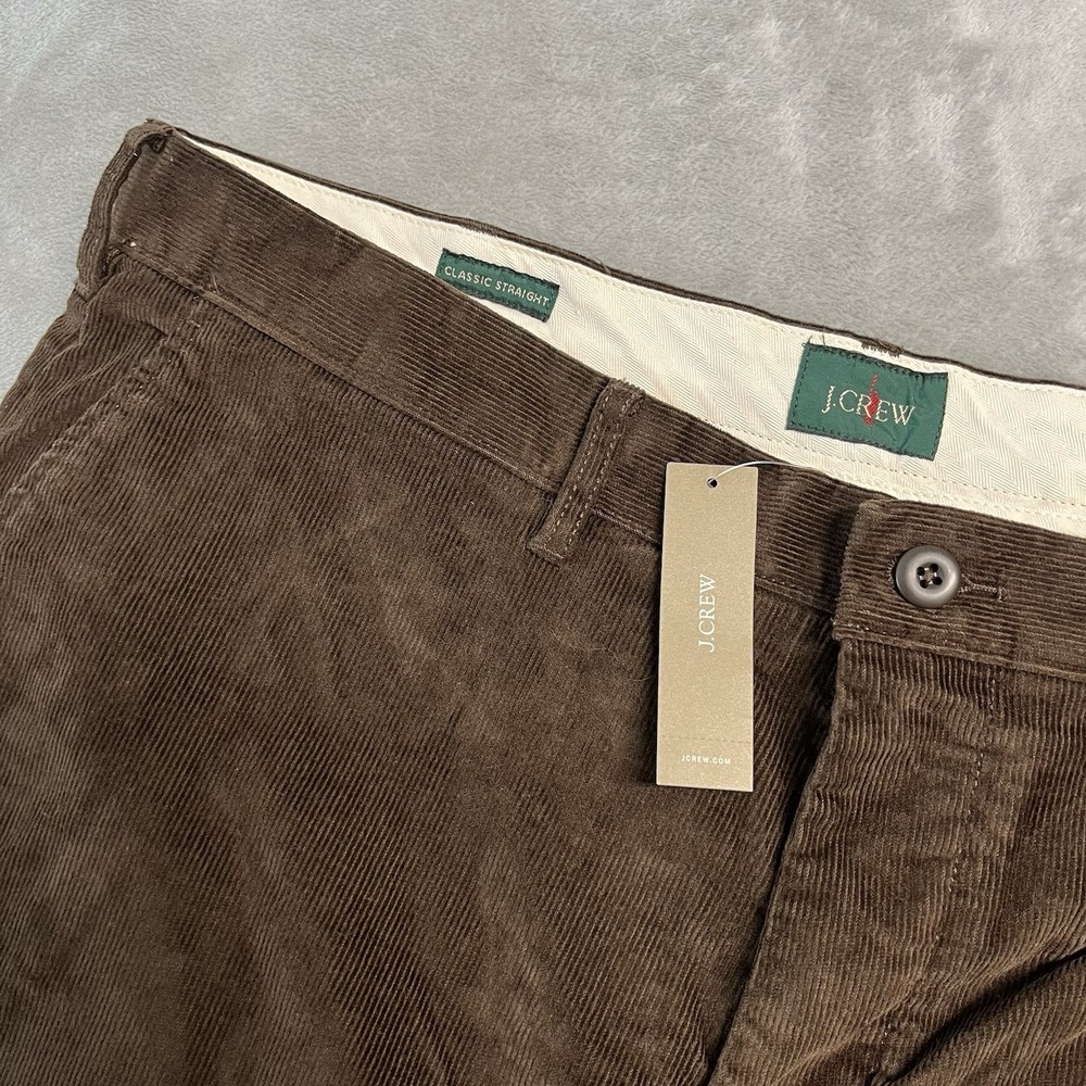 NWT J Crew Oarsman Classic Straight Corduroy Pants Mens 38x32 Brown Stretch